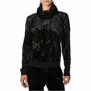 Betsey Johnson Performance Black Crushed Velvet Cowl Neck Hoodie – Size M